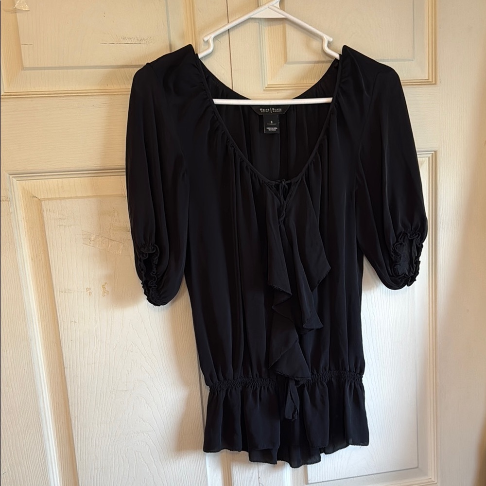 White House Black Market Elegant Black Blouse
